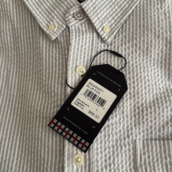 Men’s Ben Sherman blue/white seersucker shirt - Picture 4 of 13